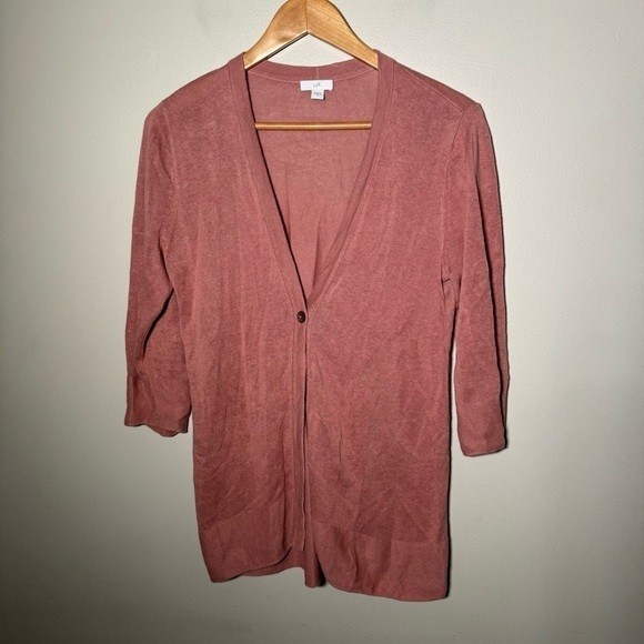 J Jill Blush linen blend cardigan in dusty pink S - Picture 3 of 6